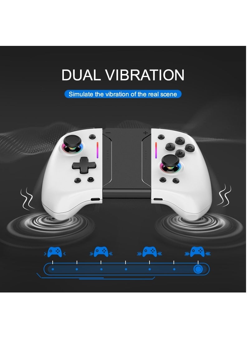 LinYuvo - KS42 Meteor Light Wireless Joy-pad with 8 Color RGB Lights for Switch/Lite/OLED, with Programmable, Turbo u0026 Vibration(White) - Image 1