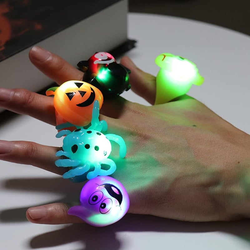 klarako 5 Pieces Halloween LED Flash Finger Rings TPR Rubber Lightklarako up Rings for Halloween Party Decoration Party Favors - Image 5