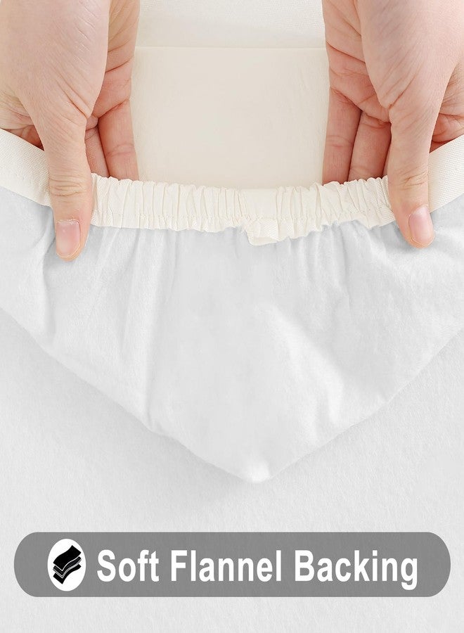 Smiry Rectangle Tablecloth, Elastic Fitted Flannel Backed Vinyl Tablecloths for 6ft Folding Tables, Waterproof Wipeable Table Covers for Indoor, Outdoor, Picnic and Camping (Beige, 36"x72") - Image 4