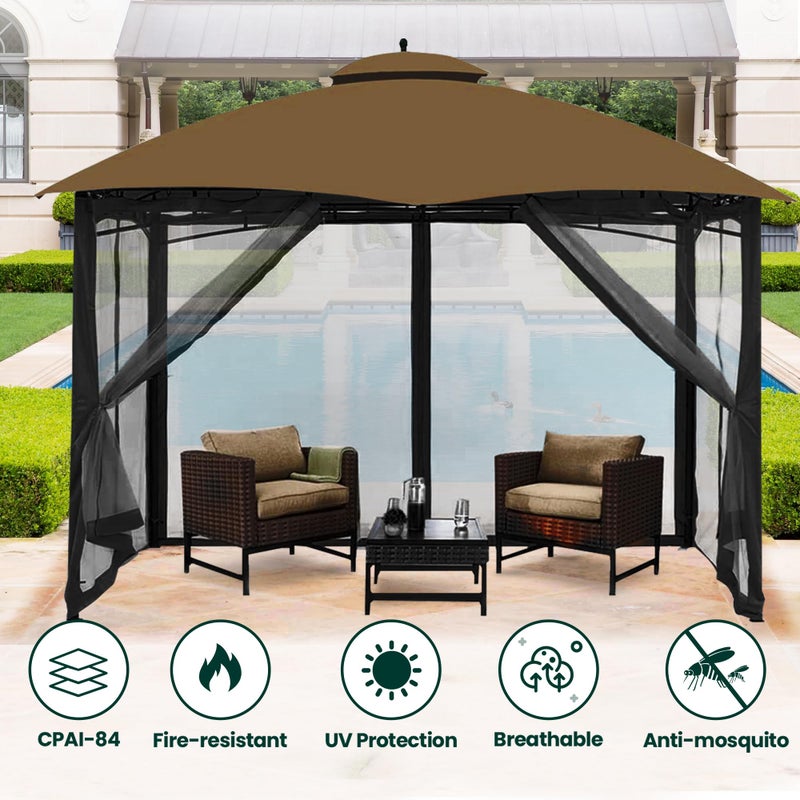 OLILAWN Gazebo Universal Replacement Mosquito Netting, 10' x 10' Outdoor Canopy Net Screen 4-Panel Sidewall Curtain, with Zippers, Easy to Install, Fit for Most Gazebo 10x10 Canopy, Black - Image 4