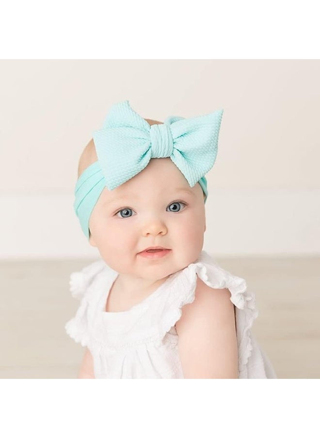 Cinaci Cinaci 12 Pack Solid Stretchy Nylon Headbands with Big Bow Hair Accessories Wide Headwraps for Baby Girls Infants Toddlers Kids  - Image 3