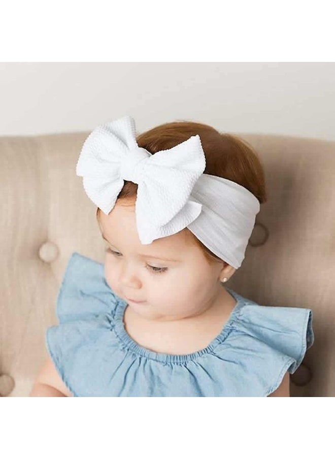Cinaci Cinaci 12 Pack Solid Stretchy Nylon Headbands with Big Bow Hair Accessories Wide Headwraps for Baby Girls Infants Toddlers Kids  - Image 2