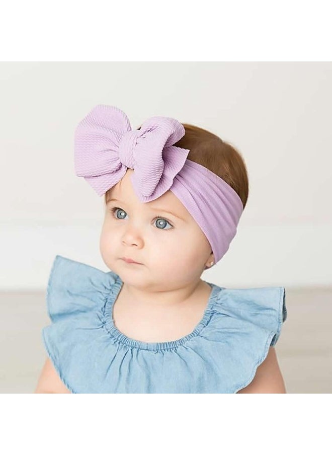 Cinaci Cinaci 12 Pack Solid Stretchy Nylon Headbands with Big Bow Hair Accessories Wide Headwraps for Baby Girls Infants Toddlers Kids  - Image 4