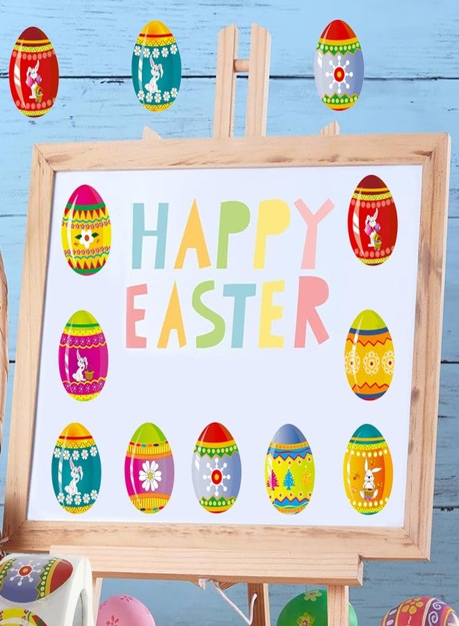 Hrnsnails 500Pcs Easter Egg Stickers Roll - 9 Pattern Designs Self-Adhesive Sealing Stickers, Rabbit Flower Waterproof Decals for Easter Spring Party Envelope Scrapbook Decor - Image 3