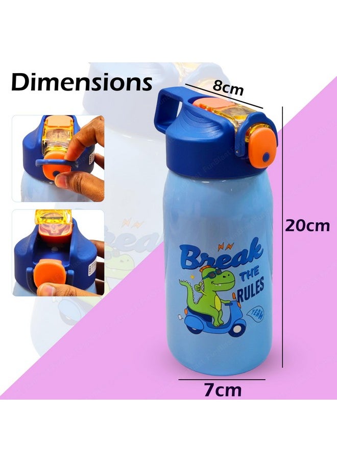 FunBlast - FunBlast Insulated Water Bottle for Kids - Cartoon Design Hot and Cold Water Bottle for Kids - Double Walled Vacuum Insulated Stainless Steel Bottle, Thermos Flask with Straw - 530 ML (Sky Blue) - Image 1