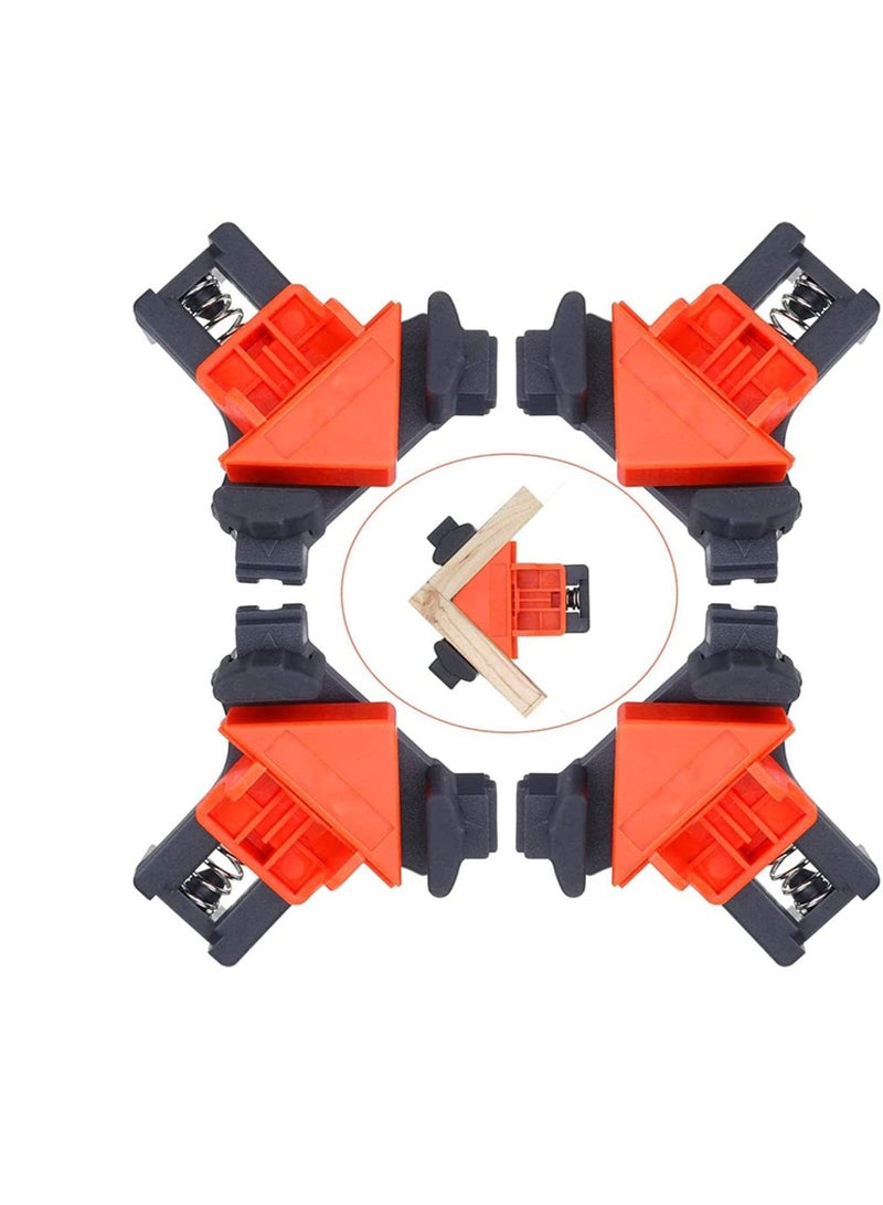 SOLARAE Corner Clamps, 90 Degree Angle Clamps, 4Pcs Adjustable 90 Degree Clamps for Woodworking Right Angle Clamp Multifunctional Single Handle Spring Loaded Swing Clip Fixer - Image 1