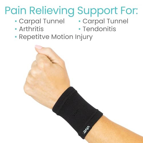 Vive Wrist Compression Sleeves for Women & Men (Pair) - Elastic Support Wristband for Pain Relief & Circulation - Wrist Support for Carpal Tunnel, Arthritis, Tendonitis - Great for Sports Injury - Image 2