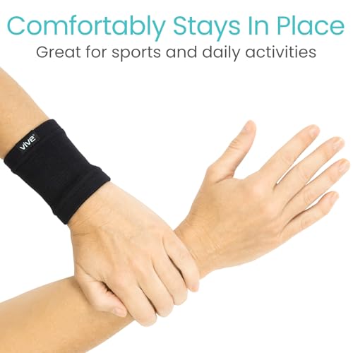 Vive Wrist Compression Sleeves for Women & Men (Pair) - Elastic Support Wristband for Pain Relief & Circulation - Wrist Support for Carpal Tunnel, Arthritis, Tendonitis - Great for Sports Injury - Image 4