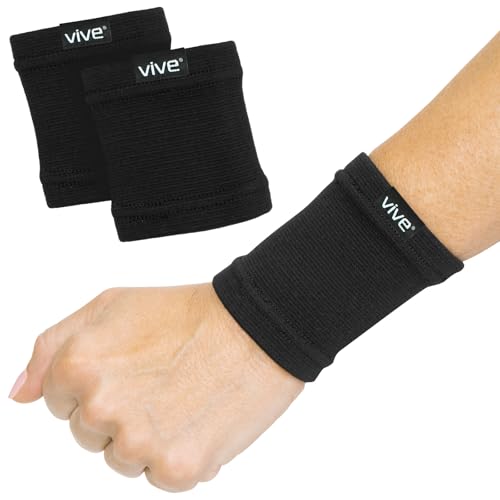 Vive Wrist Compression Sleeves for Women & Men (Pair) - Elastic Support Wristband for Pain Relief & Circulation - Wrist Support for Carpal Tunnel, Arthritis, Tendonitis - Great for Sports Injury - Image 1