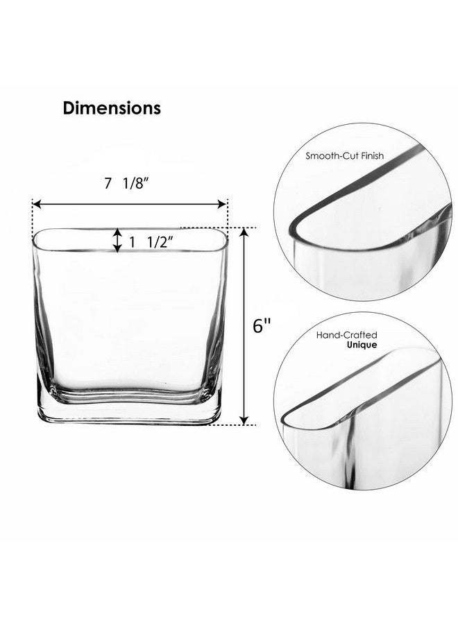 CYS EXCEL Glass Book Vase (H:6" Open:7"X2") ; Multiple Size Choices Round Edge Oval Flower Vase ; Rectangular Wedding Centerpiece Vases  - Image 4