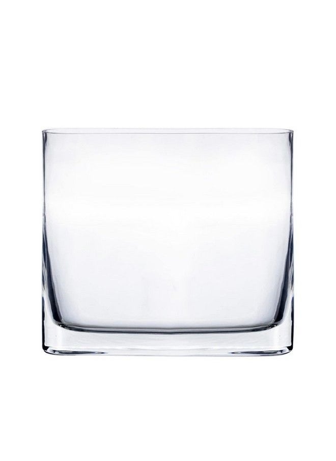 CYS EXCEL Glass Book Vase (H:6" Open:7"X2") ; Multiple Size Choices Round Edge Oval Flower Vase ; Rectangular Wedding Centerpiece Vases  - Image 5