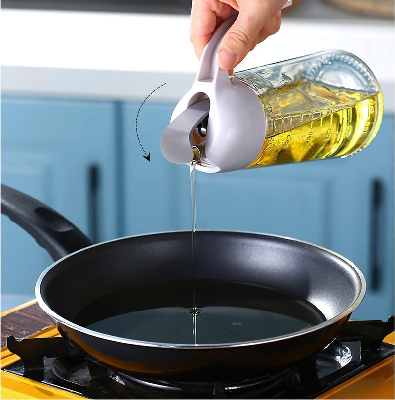 Baskety Olive Oil Dispenser Bottle Leakproof Glass Oil Container with Non-Slip Handle Automatic Cap and Stopper Auto Flip Oil Dispenser for Kitchen Cooking - Image 3