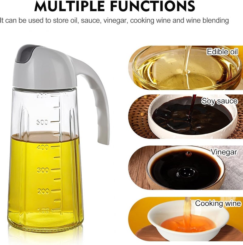 Baskety Olive Oil Dispenser Bottle Leakproof Glass Oil Container with Non-Slip Handle Automatic Cap and Stopper Auto Flip Oil Dispenser for Kitchen Cooking - Image 5