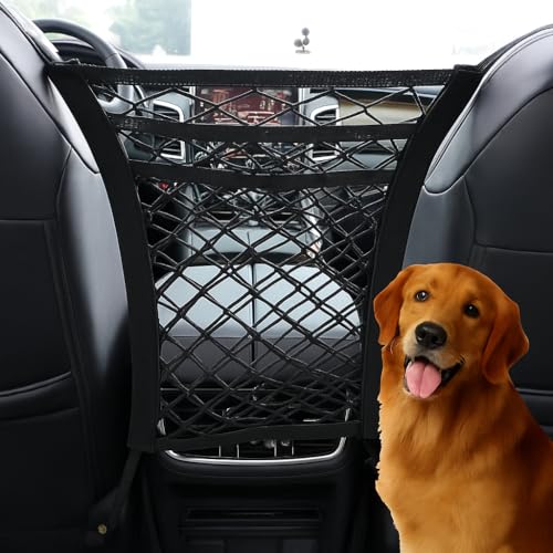 WapaW Dog Car Guard, 3-Layer Mesh Organizer, Adjustable Pet Safety Barrier, Black - Image 1