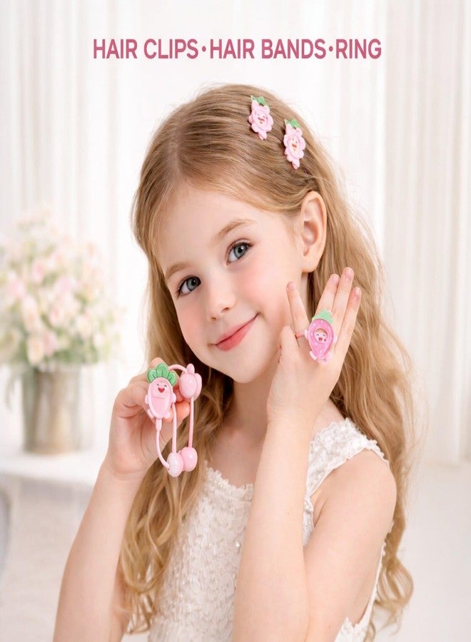 LBV Pink Princess Handbag with Cute Hair Accessories Set for Girls Cartoon Hair Clips, Rubber Bandand Ring, Gift Set for Girls - Image 4