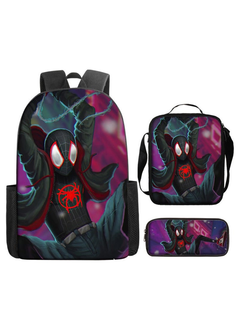 Naruto Spiderman Hero Cartoon Backpack Three-Piece Set 29*42*16cm