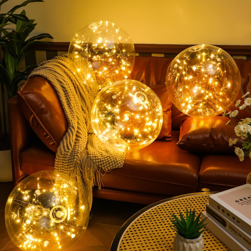 Vertintong 2 Pcs 157 Inch Garden Lighted Inflatable Ball Outdoor Decoration LED Light Battery Operated Blow up Inflatable Balls for Summer Garden Yard Outdoor Not Waterproof Do Not Use in Water - Image 2