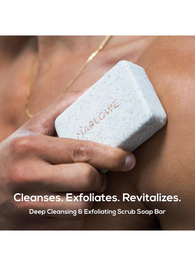 Marlowe No. 102 Men's Body Scrub Soap 7 oz (3 Bars) | Best Exfoliating Bar for Men | Made with Natural Ingredients | Green Tea Extract | Amazing Scent 7 Ounce (3 Count) - Image 2