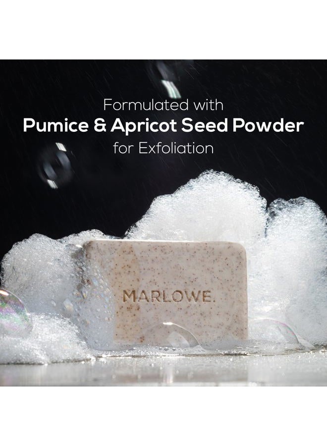 Marlowe No. 102 Men's Body Scrub Soap 7 oz (3 Bars) | Best Exfoliating Bar for Men | Made with Natural Ingredients | Green Tea Extract | Amazing Scent 7 Ounce (3 Count) - Image 3