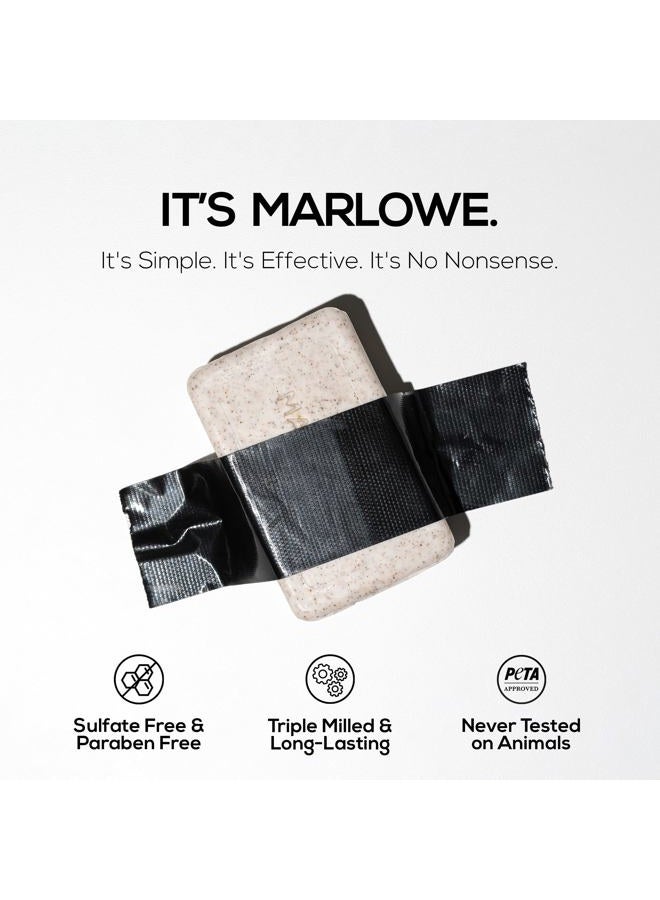 Marlowe No. 102 Men's Body Scrub Soap 7 oz (3 Bars) | Best Exfoliating Bar for Men | Made with Natural Ingredients | Green Tea Extract | Amazing Scent 7 Ounce (3 Count) - Image 4