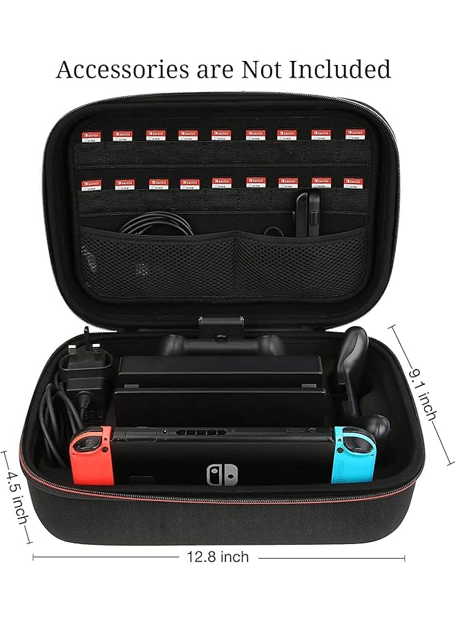 Arabest Carrying Storage Case For Nintendo Switch Oled Model Protective Hard Portable Travel Case With Storage For Console And Accessories Black  - Image 3
