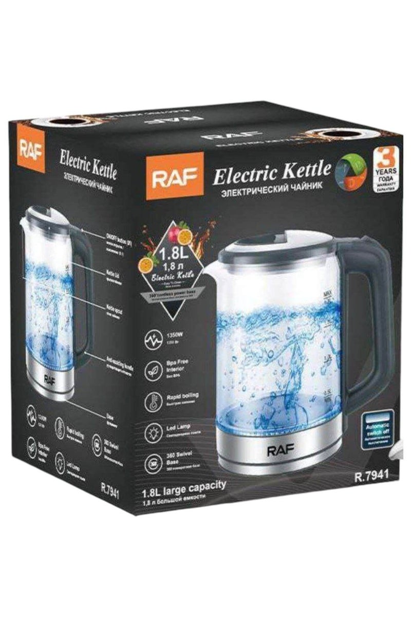 آر إيه أف غلاية كهربائية زجاجية/اضاءه LED/غليان سريع/1.8 لتر/1350 واط - Image 4