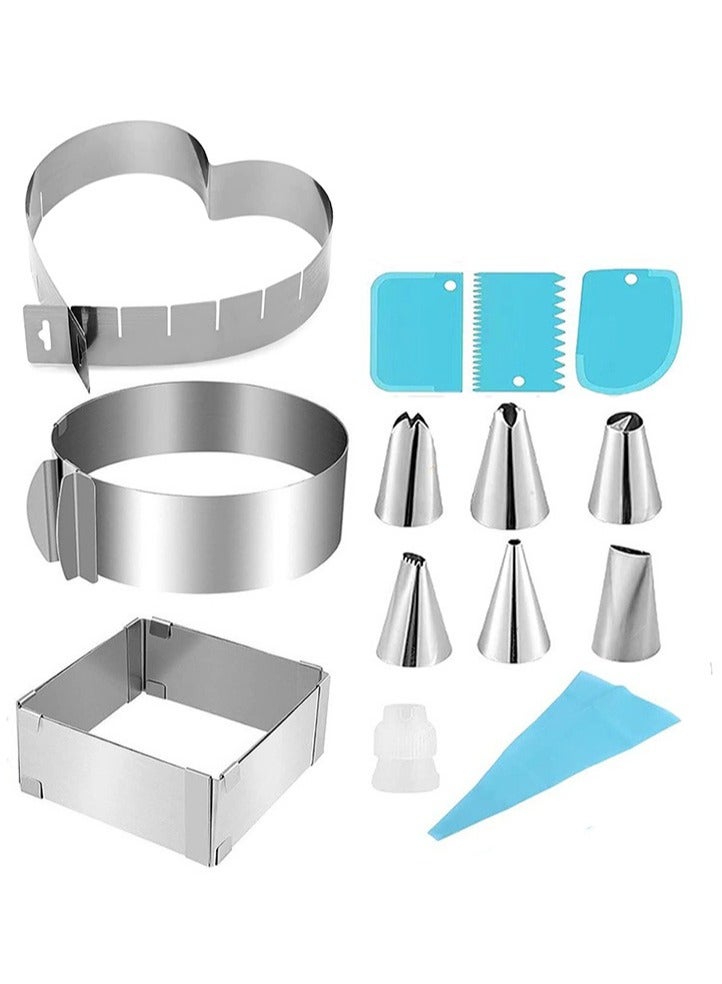 general 14-piece stainless steel cake mold piping tips piping bags baking tool set for easily creating exquisite shapes - Image 1