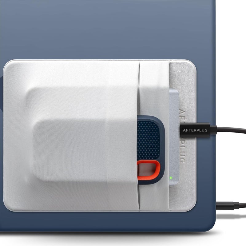 حامل قرص صلب لاصق ذو جيبين للكمبيوتر المحمول، جيب لاصق لـ SSD محمول خارجي، HDD، ماوس نحيف وكابلات (كبير - يناسب SSD وأقراص 2.5 بوصة) - Image 1