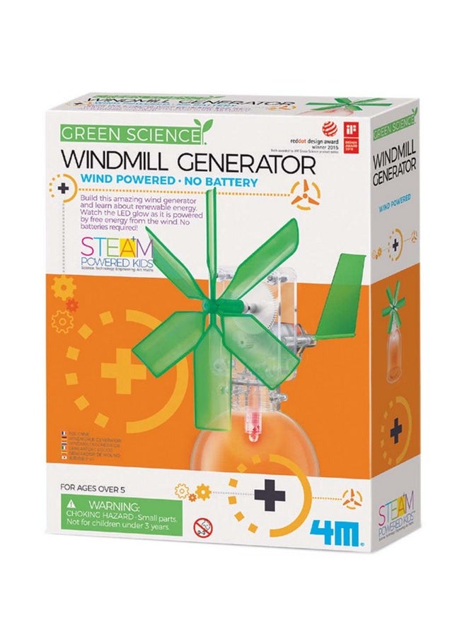 4M Toysmith، مجموعة مولد طاحونة هوائية خضراء، مجموعة علمية يمكنك صنعها بنفسك مع أضواء LED، للأولاد والبنات من سن 8 سنوات فما فوق (قد تختلف العبوة)  - Image 1