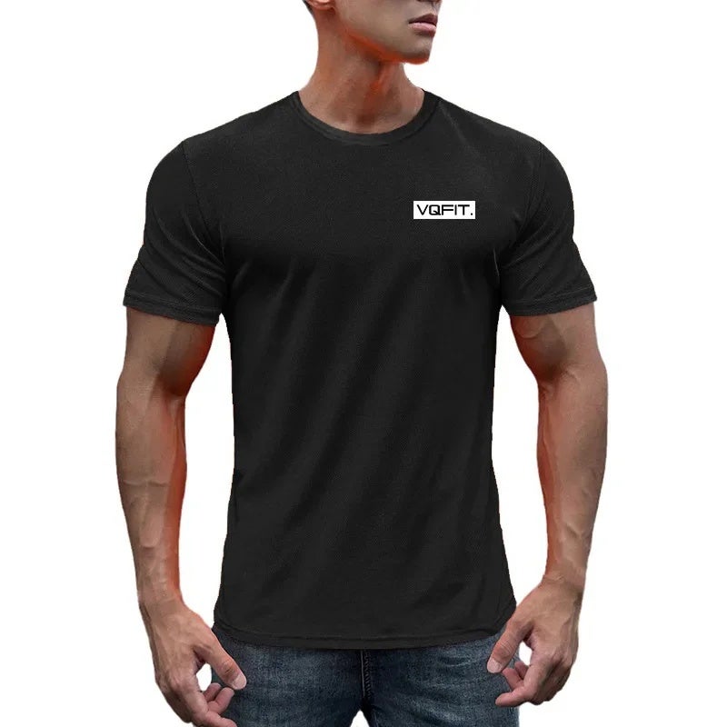 Sports fitness clothes men''s short-sleeved T-shirt basketball running quick-drying mesh breathable stretch Bodybuilding Muscle fashion brand - Image 3