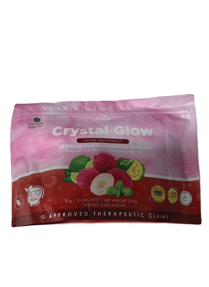JRK DREAM - Crystal Glow Lychee Fruit Extract  50,000mg Hydrolyzed Marine Collagen Reduced L-Glutathione, L-Carnitine & Rosehip 210g - Image 1