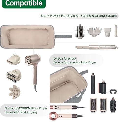 KarSyon Shark Flex Style Case for Dyson Airwrap Hair Dryer Brush Revlon Hair Tools Travel Bag Carrying Case Flat Curling Iron Organizer (Grey) - Image 4