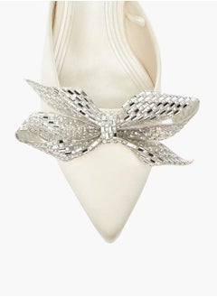 Celeste Womens Bow Embellished Slip-On Shoes With Kitten Heels Ramadan Collection  - Image 4