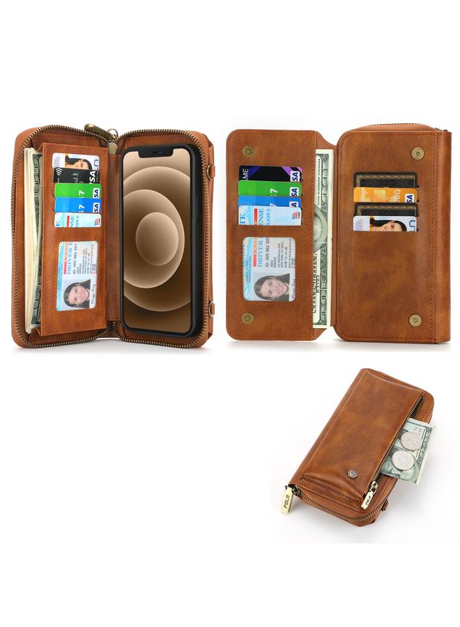 S-TOP Case For iPhone 13 Crossbody Multi-functional Zipper Wallet Leather Phone Case - Image 2
