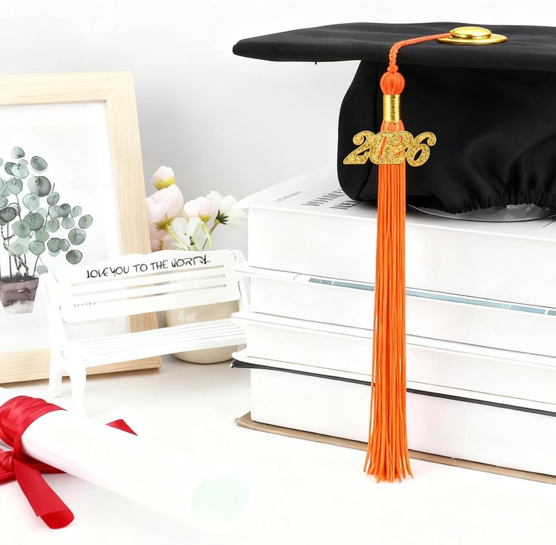 RHOttbiy 2026 Graduation Tassel, 2026 Tassel Graduation, 2026 Tassels for Graduations Cap with 2026 Year Gold Charms for Graduate Cap, Orange Graduations Tassels for Class of 2026 Grad Ceremonies Accessories - Image 5