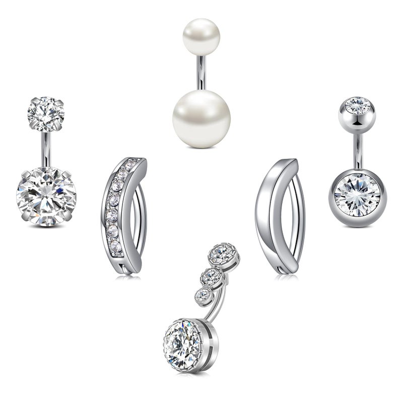 VCMART Short Belly Button Ring 6mm Surgical Steel Clicker Body Piercing Barbells - Image 2