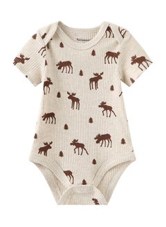 RedMapleTEK 3-Piece Set Of Pure Cotton Jumpsuits For Infants And Young Children With Short Sleeves And Crawling Clothes  - Image 2
