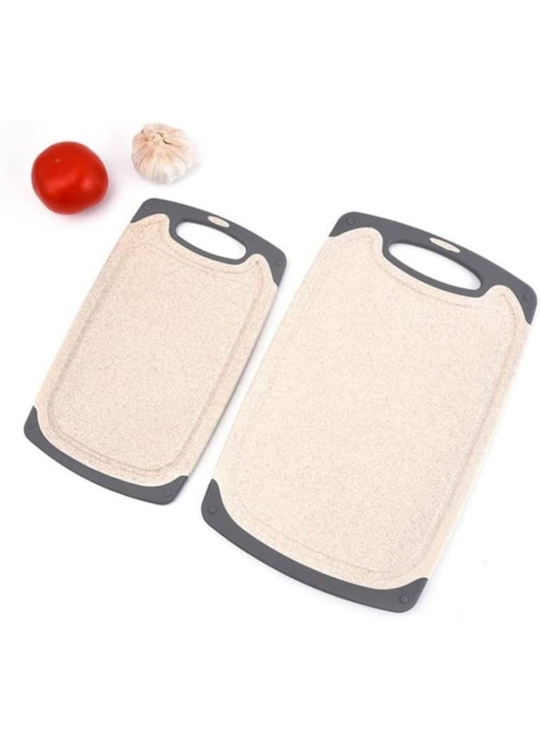 Arabest - Kitchen Cutting Boards, Non-Slip Eco Wheat Straw Cutting Board Set (3 Pieces), Dishwasher Safe (Light Brown) - Image 1