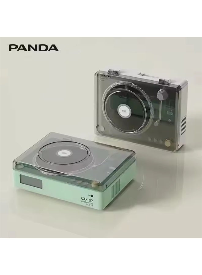 باندا مشغل أقراص باندا CD-67 الكلاسيكي ذو مكبرات الصوت، نظام صوتي يدعم مخرج الصوت/USB/بطاقة TF/بلوتوث 5.0، مشغل منزلي - Image 1