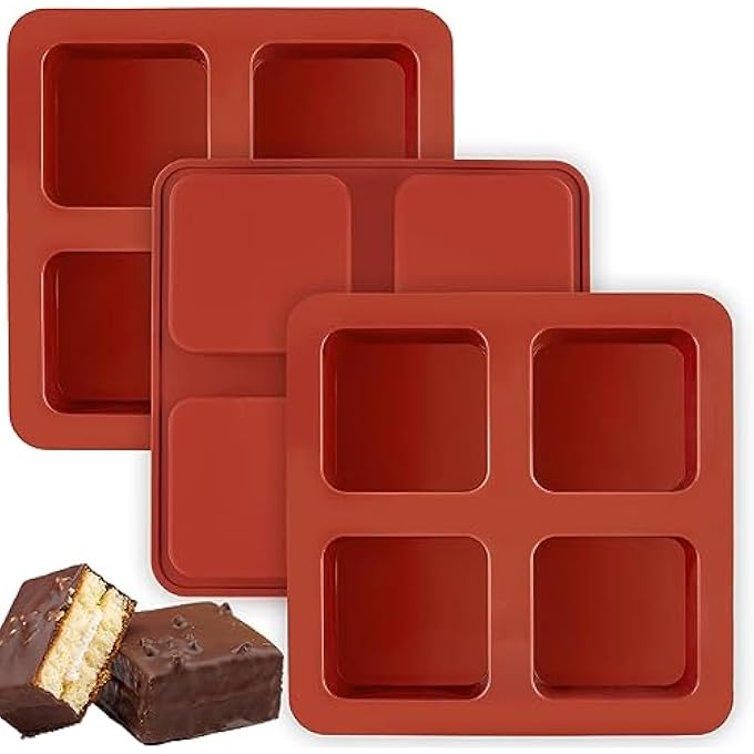 Silicone Brownie Pan SMores Molds 3 Pcs NonStick 26 Square Silicone Baking Molds For Sandwich Cookies Muffin Cornbread Brownie Bites And Cake Puck Mold