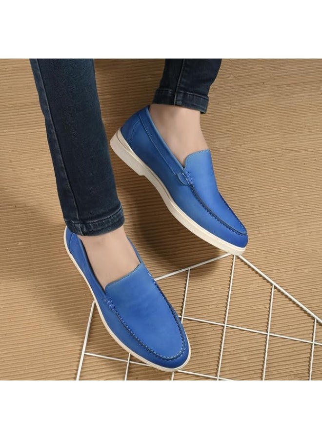 NOAK Organic Cactus Leather Loafer Casual Classic Slip-Ons Driving Loafer and Moccasins|blue|9UK - Image 4