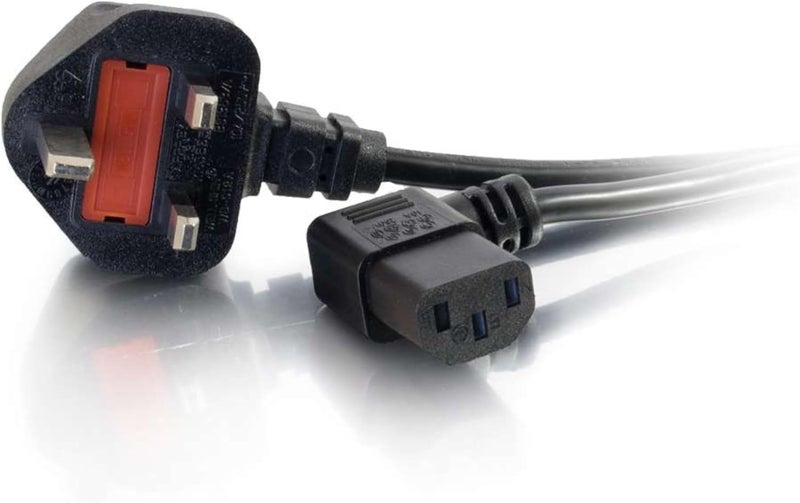 سي2جي 3 متر كابل طاقة بزاوية 90 درجة 17 AWG (من IEC320C13R إلى BS1363) سلك غلاية بزاوية قائمة، أسود - Image 1