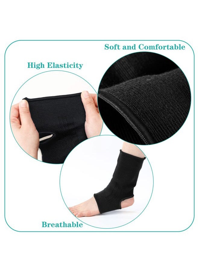 Geyoga 2 Pairs Compression Ankle Sleeve Muay Thai Foot Brace Boxing Ankle Braces for Men Breathable Women Foot Wraps Support for Martial Arts Kickboxing Gym Running, L Size(Black)  - Image 3