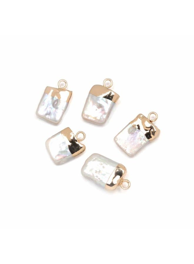 LE SKY Pearl Pendants,Loose Round Pearl Pendants for Making Necklace,Charm,Bracelet Women DIY(5 PCS) 8*16-10*18mm NJ00106002-9 - Image 3