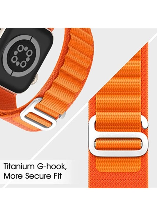 YOMNA - YOMNA Nylon Compatible with Apple Watch Bands 49mm, Soft and Breathable Nylon G-hook Loop Buckle Watch Strap, Suitable for Apple watch Ultra Series 8 (Orange) Adjustable Size - Image 1