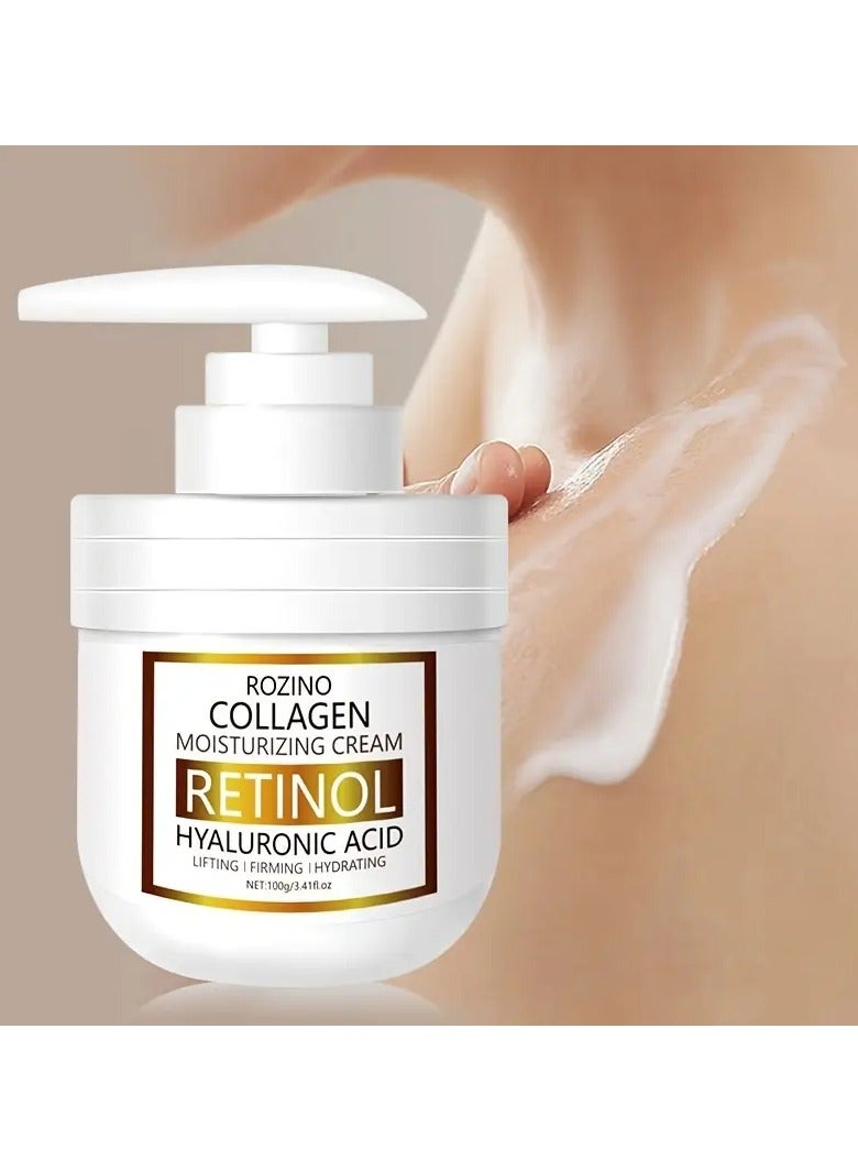 ROZINO Collagen & Retinol Moisturizing Cream - 100g | Hydrating Face Gel with Hyaluronic Acid for Firming, Lifting & Daily Skin Care | Hypoallergenic, Suitable for All Skin Types |, Hydrating Cream|Sleek Packaging|Collagen Boosting, Hydrating Face Cream - Image 1