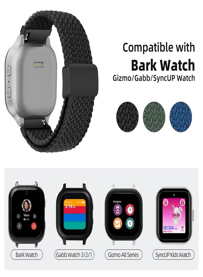 SimpleThings Braided Bands Compatible with Bark Watch, 3Pack Solo Loop Stretchy Watch Bands with Adjustable Easy Buckle for Kids Boys Girls (Black&Blue&Jean) - Image 2