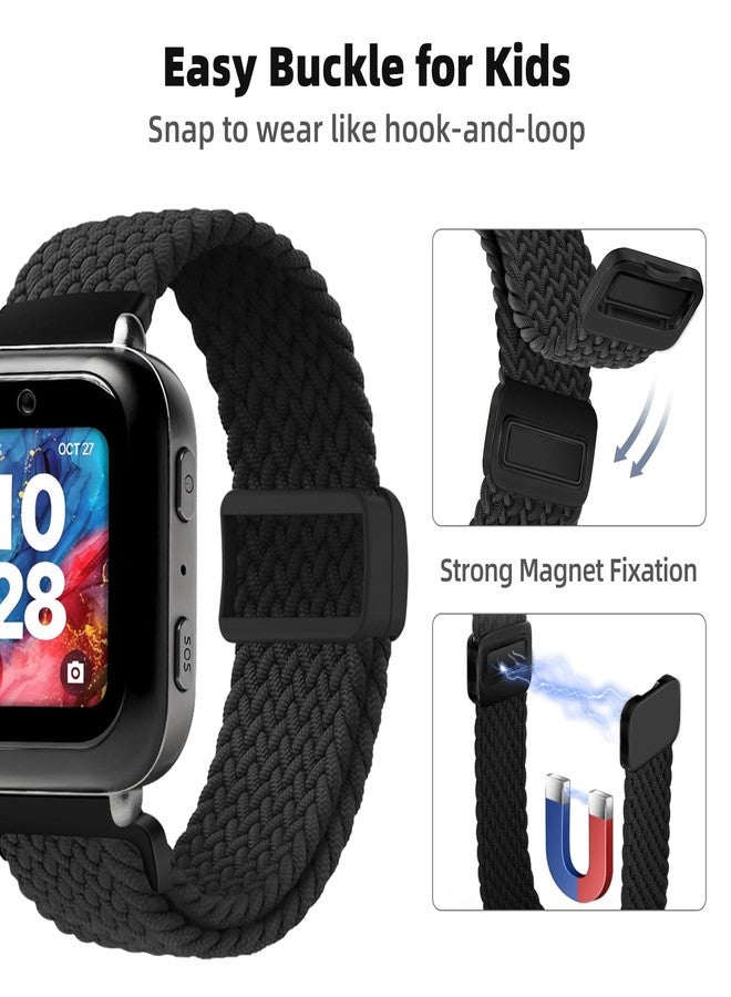 SimpleThings Braided Bands Compatible with Bark Watch, 3Pack Solo Loop Stretchy Watch Bands with Adjustable Easy Buckle for Kids Boys Girls (Black&Blue&Jean) - Image 3