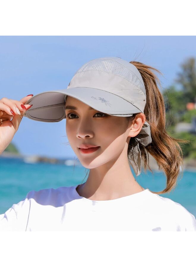 Wide Brim Visor Hat for Women Golf Visor Cap Sun Protection Hat for Beach Garden Tennis Running Sunshade Hat (Color : Gray) - Image 3