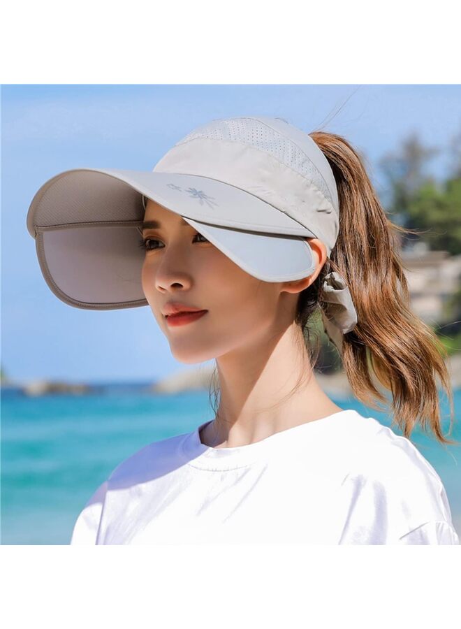 Wide Brim Visor Hat for Women Golf Visor Cap Sun Protection Hat for Beach Garden Tennis Running Sunshade Hat (Color : Gray) - Image 4